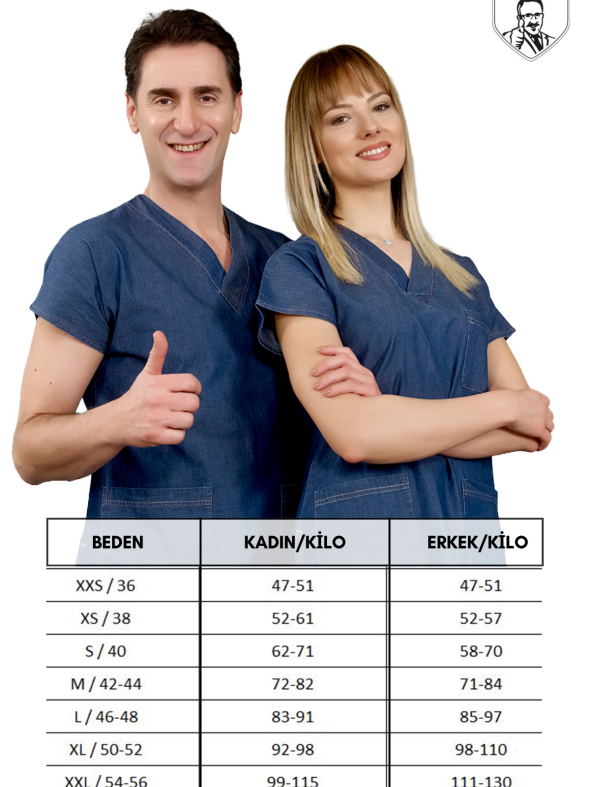 Lacivert Fermuarlı Tesettür Doktor Hemşire Medikal Scrubs Takım Lüks Likralı Kumaş