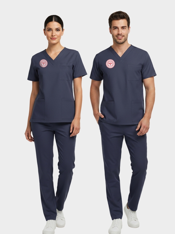 Hemşire Forması Scrubs Likralı Takım Sağlık Bakanlığı Uyumlu-Patriot Blue
