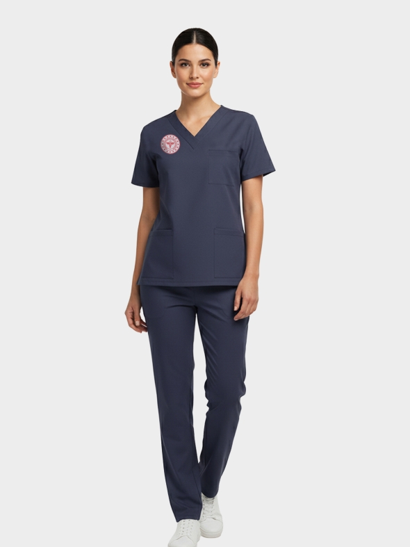 Hemşire Forması Scrubs Likralı Takım Sağlık Bakanlığı Uyumlu-Patriot Blue