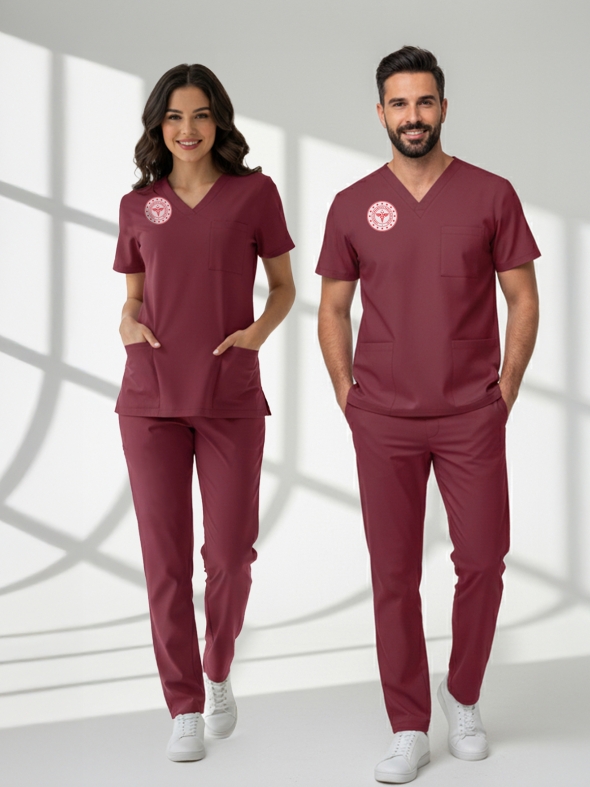 Graduate & Postgraduate Health Professionals Scrubs – Stretch Set | Turkey Ministry of Health – 2025 Standard – Biking Red