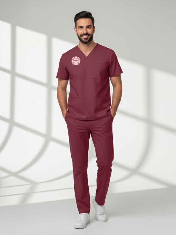 Graduate & Postgraduate Health Professionals Scrubs – Stretch Set | Turkey Ministry of Health – 2025 Standard – Biking Red