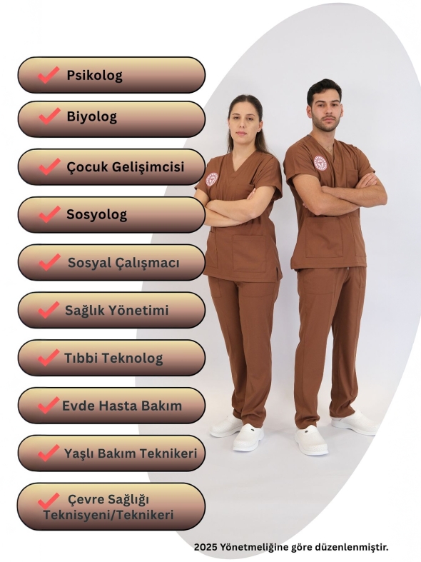 Diğer Sağlık Meslek Mensupları Forması Scrubs Likralı Takım Sağlık Bakanlığı Uyumlu-Friar Brown