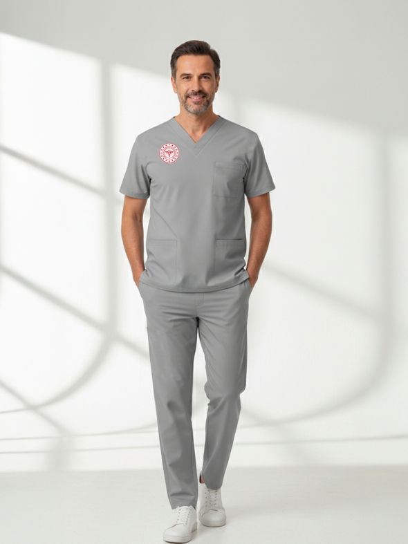 Technical Services Scrubs – Stretch Set | Turkey Ministry of Health – 2025 Standard – Neutral Gray
