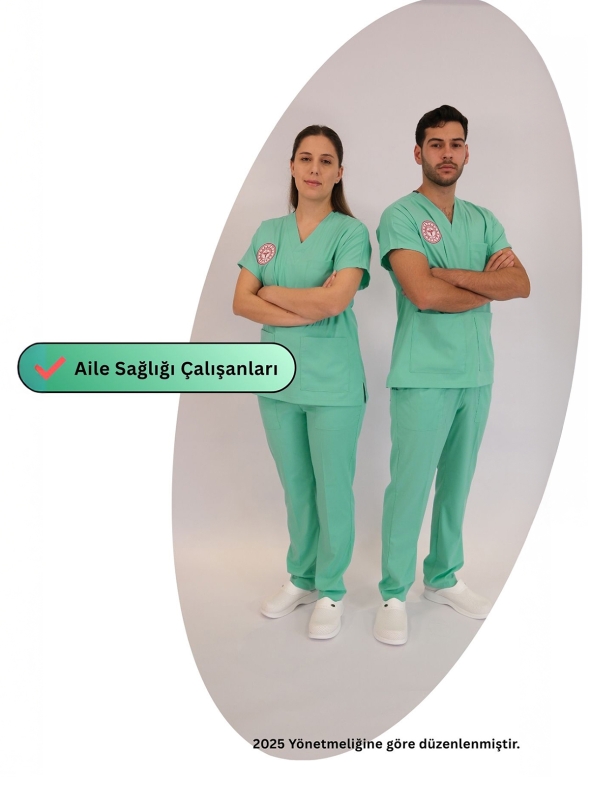 Aile Sağlığı Forması Scrubs Likralı Takım Sağlık Bakanlığı Uyumlu-Bermuda