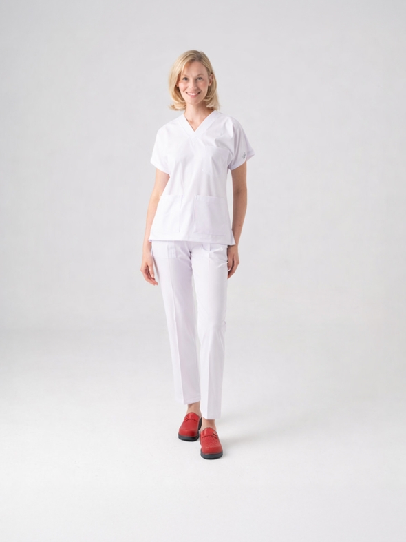 Kırmızı Kadın Doktor Hemşire Medikal Plus Prestij Desenli Sabo Terlik