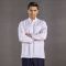 White Mandarin Collar Men's Lab Coat Alpaca Fabric