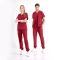 Bordo Jogger Doktor Hemşire Medikal Scrubs Takım Lüks Likralı Kumaş
