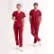 Bordo Dr. Greys Doktor Hemşire Medikal Scrubs Takım Lüks Likralı Kumaş