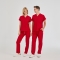 Red Dr. Greys Doctor Nurse Medical Scrubs Set Poly‑cotton blend fabric