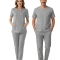 Neutral Gray Dr. Greys Doktor Hemşire Medikal Scrubs Takım Lüks Likralı Kumaş