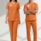 Klinik Destek Forması Scrubs Likralı Takım Sağlık Bakanlığı Uyumlu-Orange Ochre